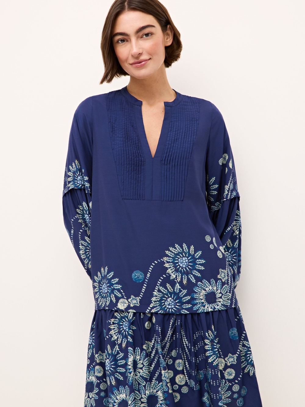 Marie Oliver Frannie Floral Pleated Navy Minidress